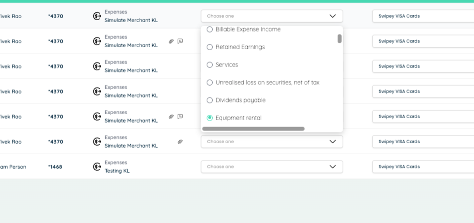 Choosing payment account