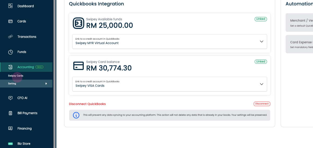 Swipey Accounting sidebar