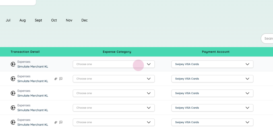 Selecting expense category