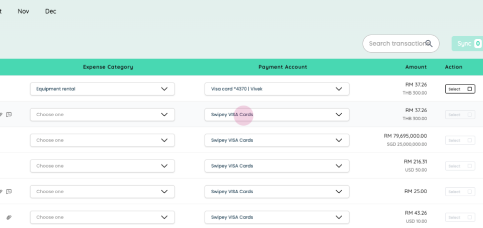 Account selection
