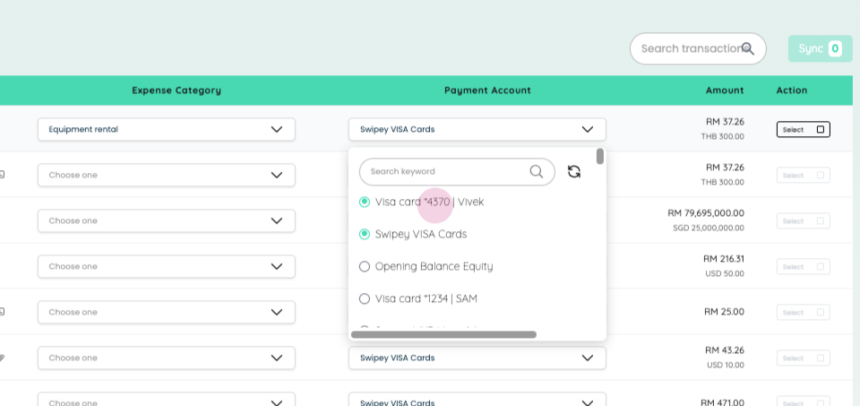 Cardholder dedicated account